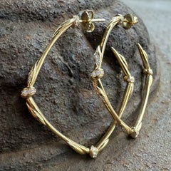 Kat Florence 18k Gelbgold .90ctw Diamant große Hoop-Ohrringe w / Original Box