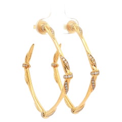 Kat Florence 18k Gelbgold .90ctw Diamant große Hoop-Ohrringe w / Original Box