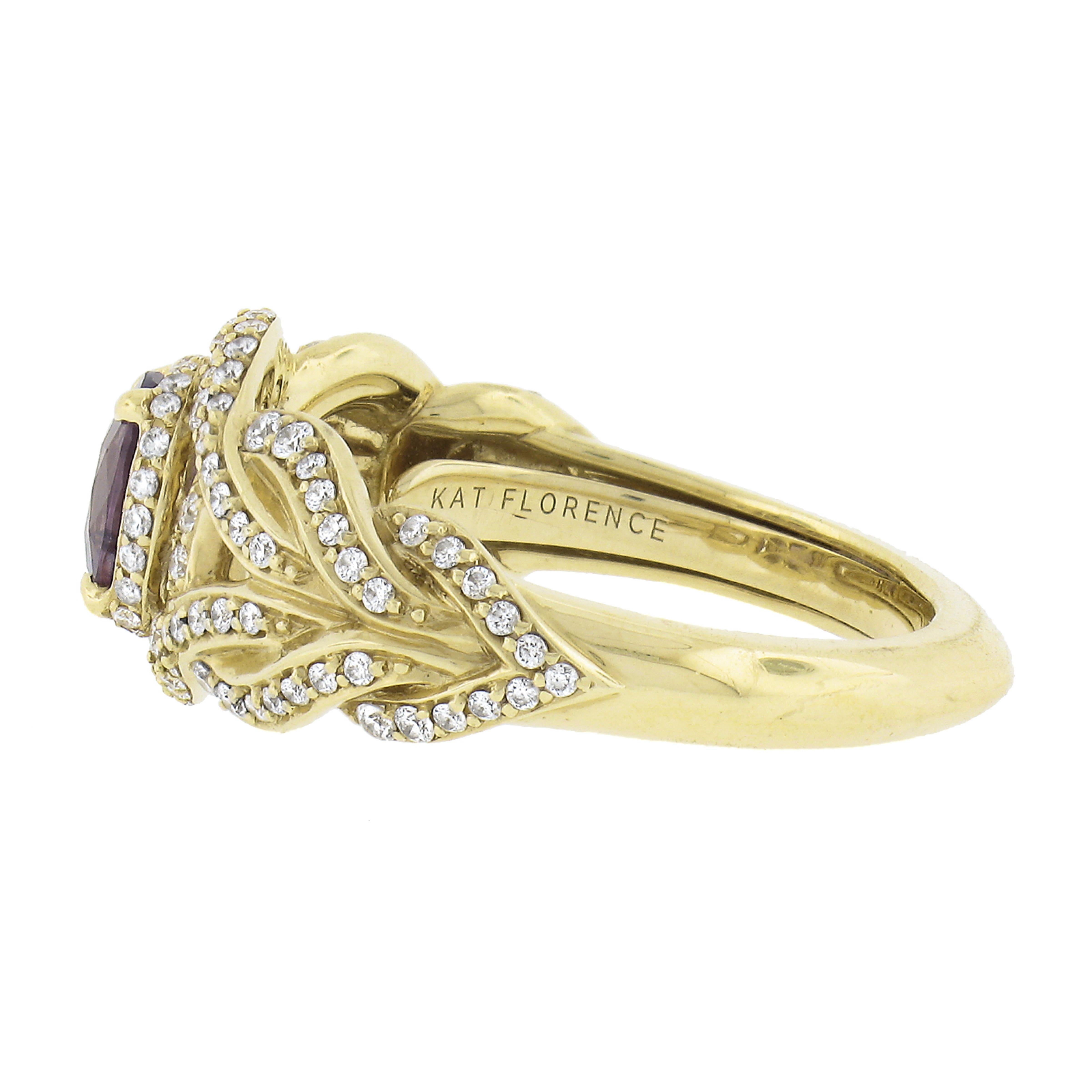 Women's Kat Florence 18k Yellow Gold Aigs 1.92ct No Heat Kashmir Sapphire & Diamond Ring