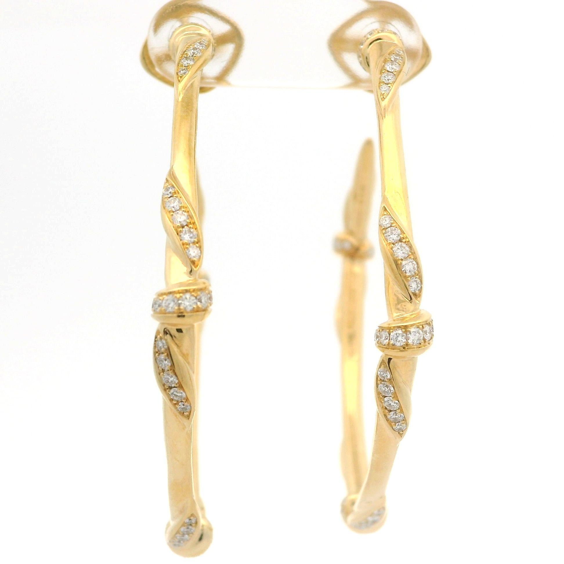 Women's Kat Florence 18k Yellow Gold D FL 0.90ctw Diamond Large Hoop Earrings w/ Box For Sale
