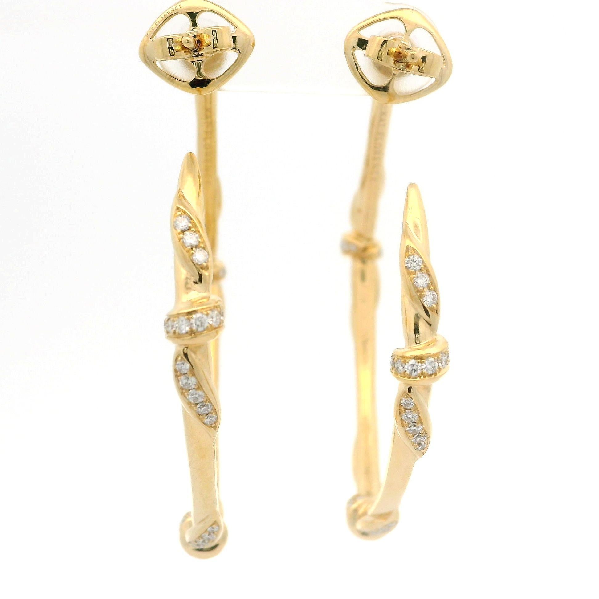 Kat Florence 18k Yellow Gold D FL 0.90ctw Diamond Large Hoop Earrings w/ Box For Sale 4