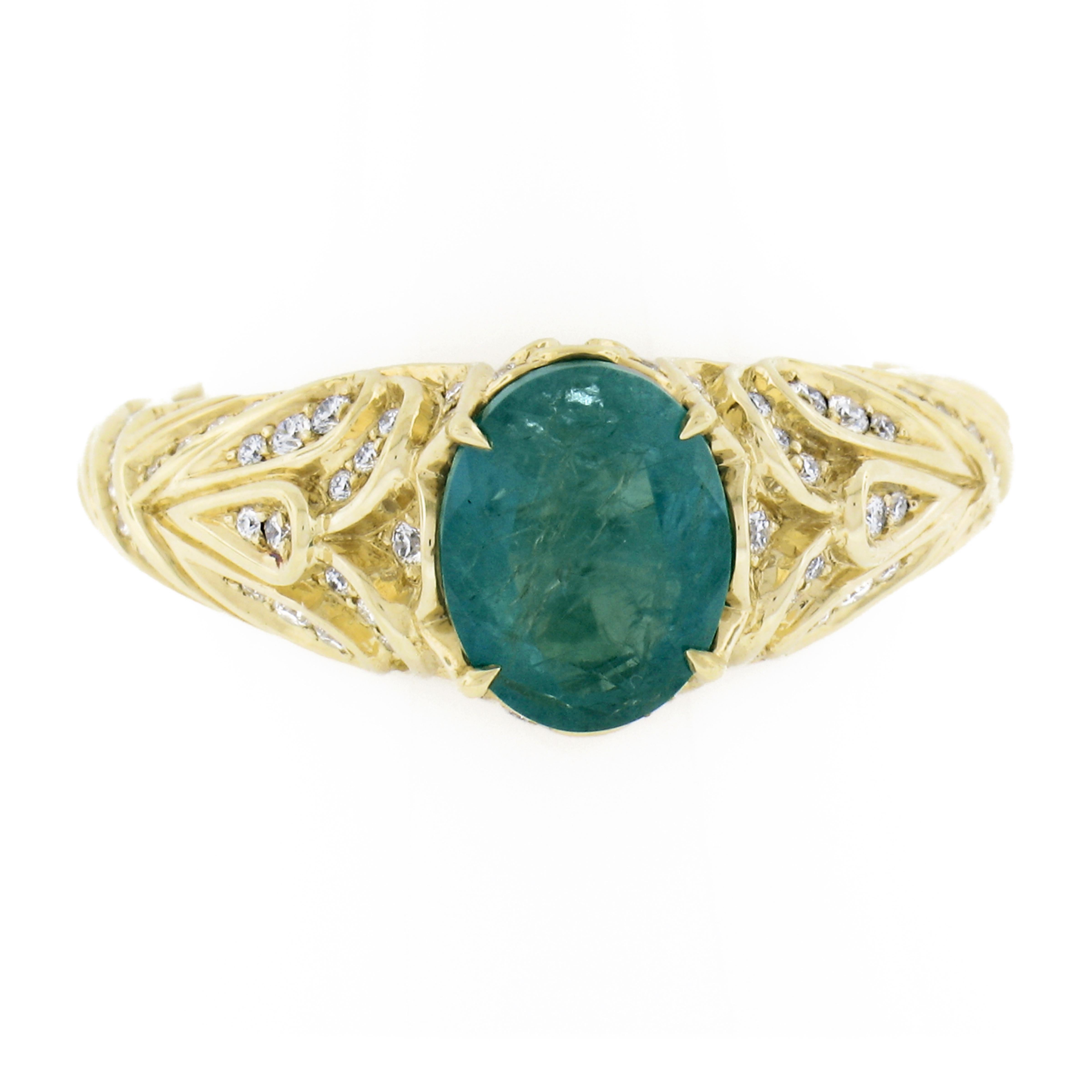 -Stein(e)-
(1) Natürlicher echter Grandidierit - ovaler Stufenschliff - Zackenfassung - bläulich grüne Farbe mit natürlichen Einschlüssen - 1,64ct (genau)
(82) Natürliche Echte Diamanten - Runder Brillantschliff - Pave Set - D lupenreine Farbe -