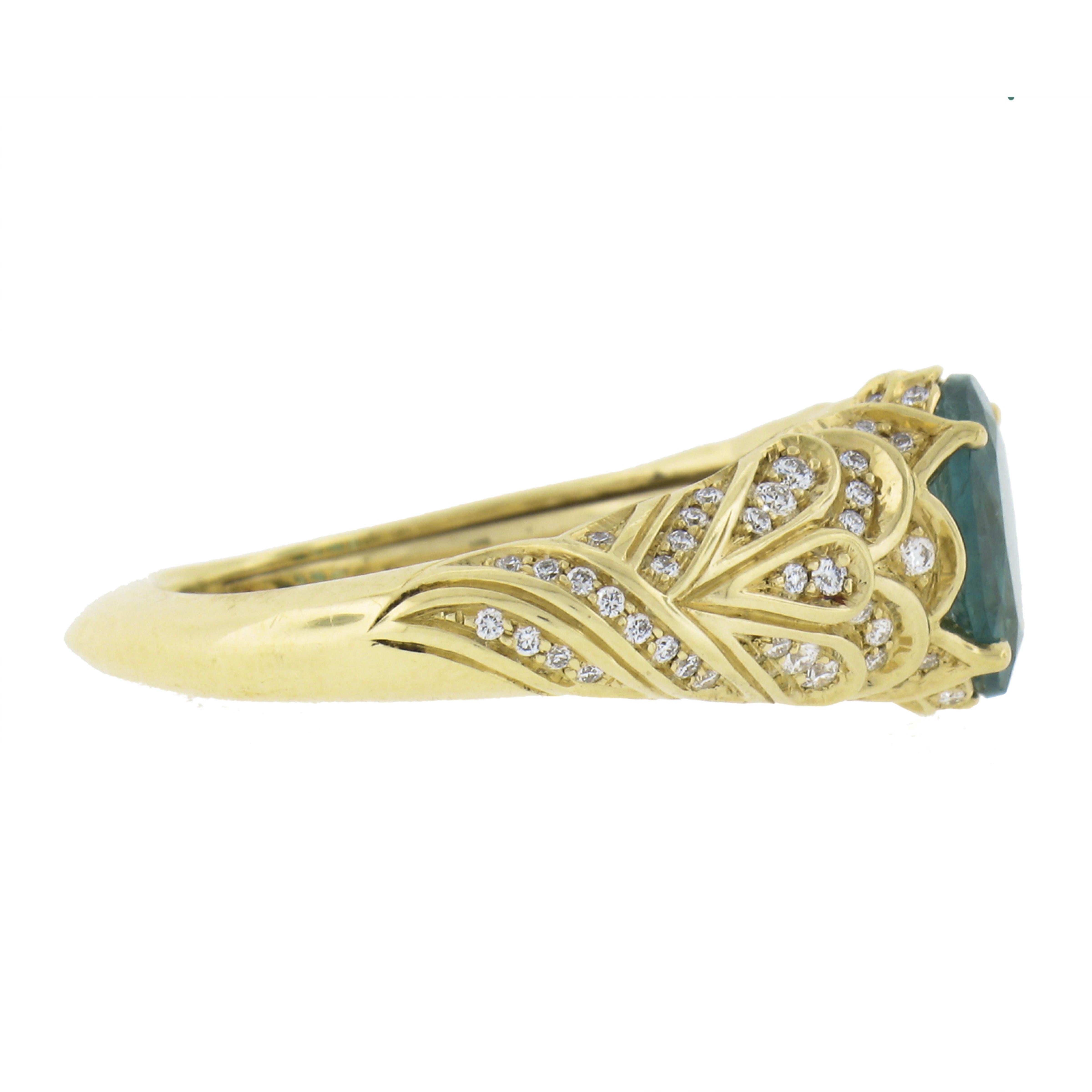 Kat Florence 18k Gelbgold Oval Grandidierit & Diamant Cocktail-Ring mit Papieren Damen im Angebot
