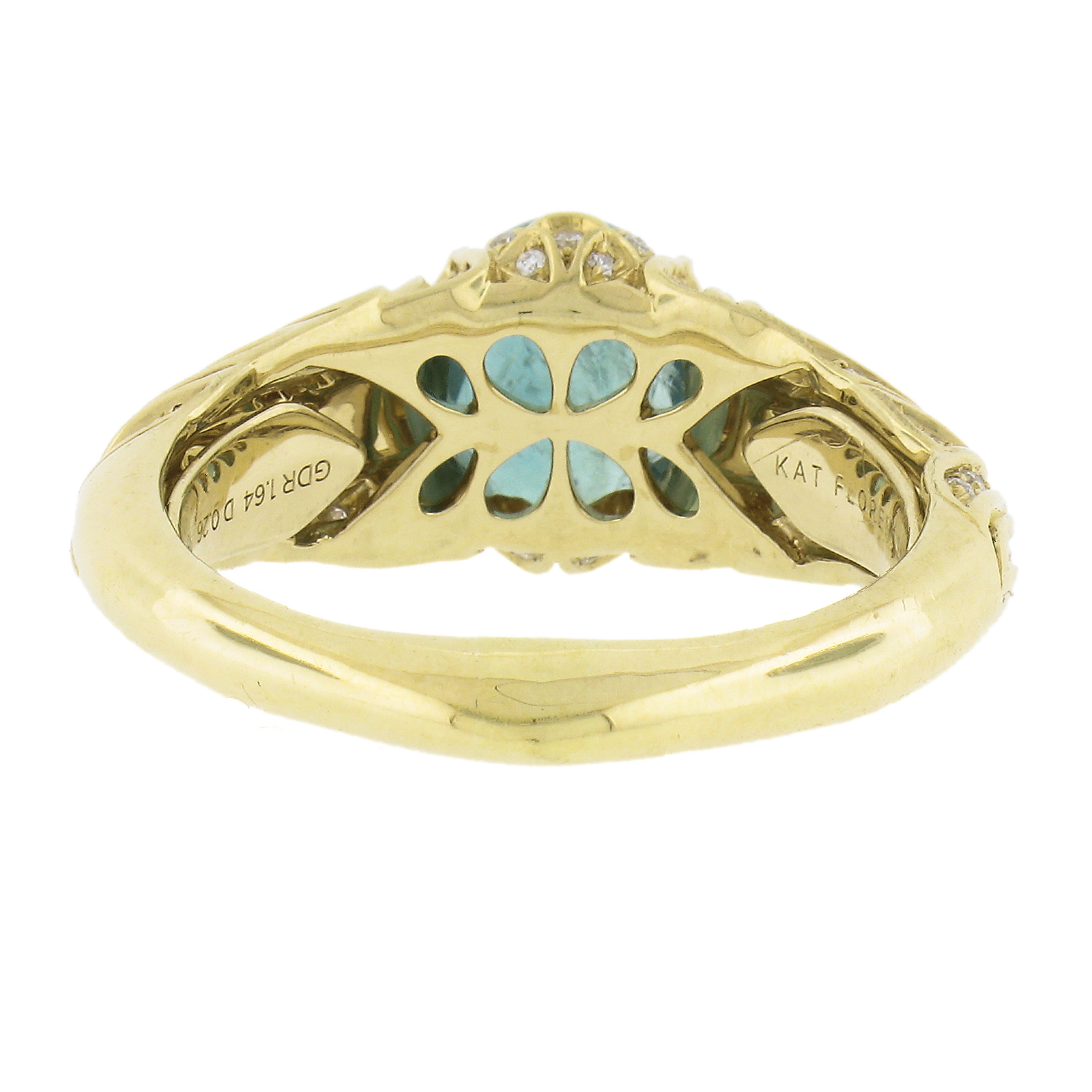 Kat Florence 18k Gelbgold Oval Grandidierit & Diamant Cocktail-Ring mit Papieren im Angebot 1