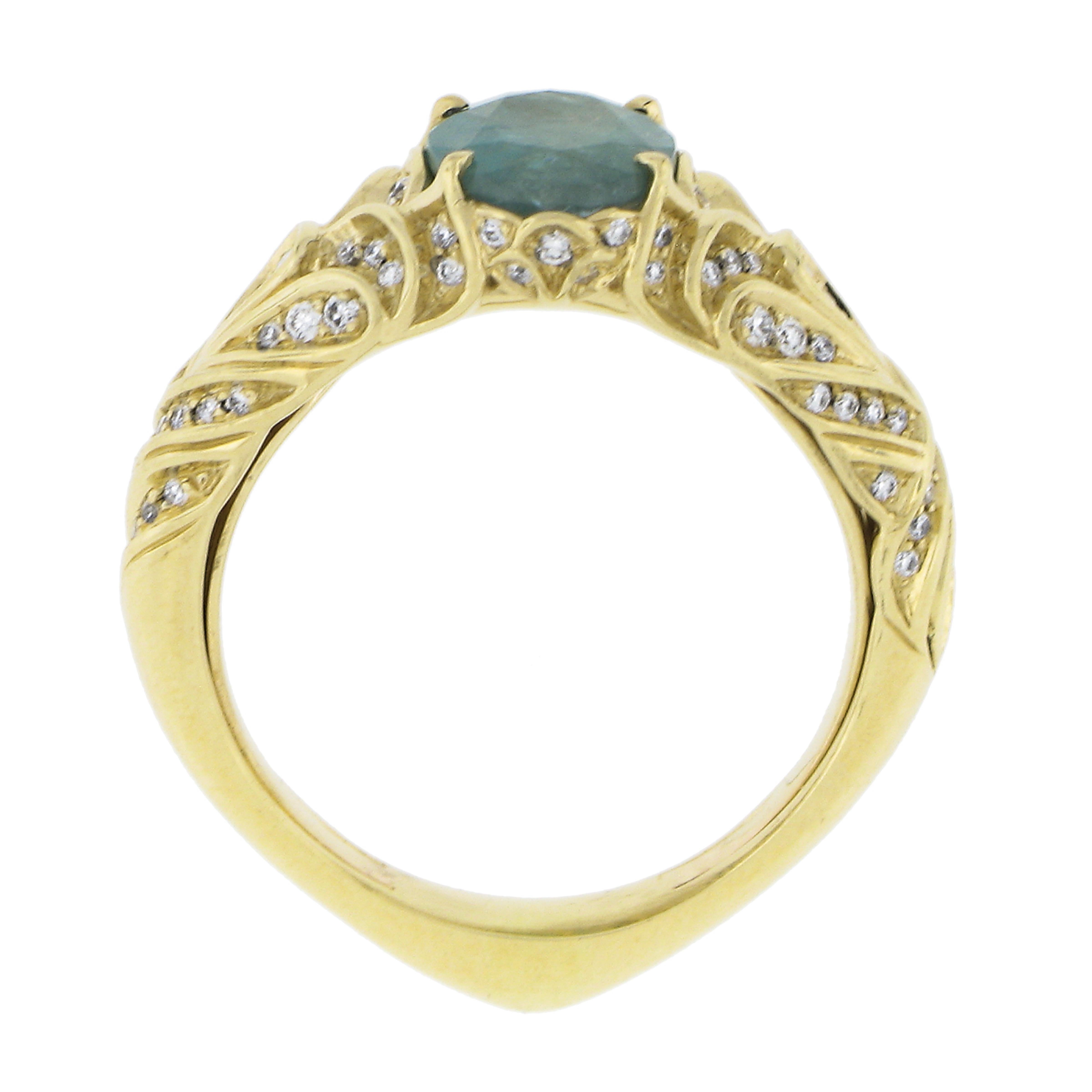 Kat Florence 18k Gelbgold Oval Grandidierit & Diamant Cocktail-Ring mit Papieren im Angebot 2