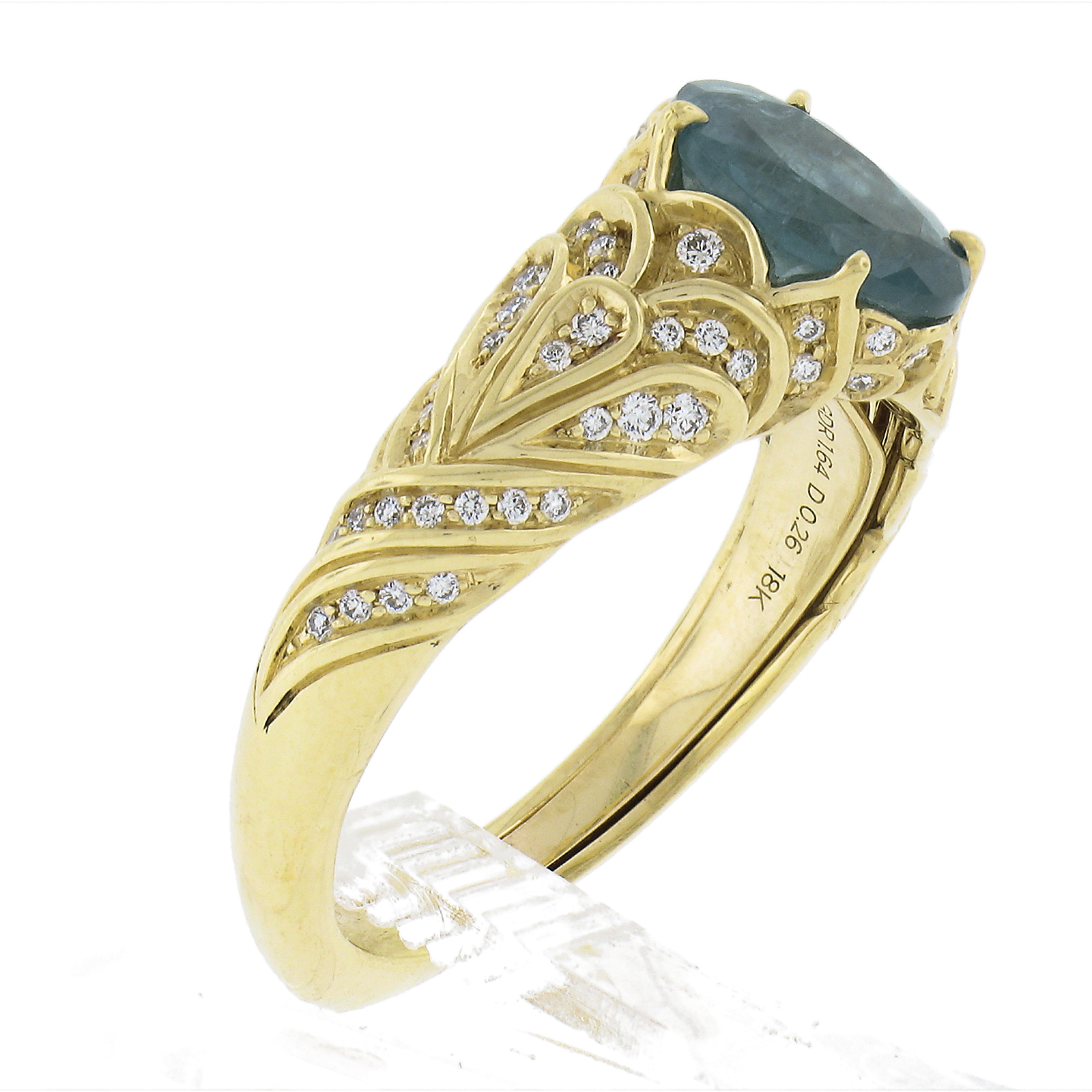 Kat Florence 18k Gelbgold Oval Grandidierit & Diamant Cocktail-Ring mit Papieren im Angebot 3