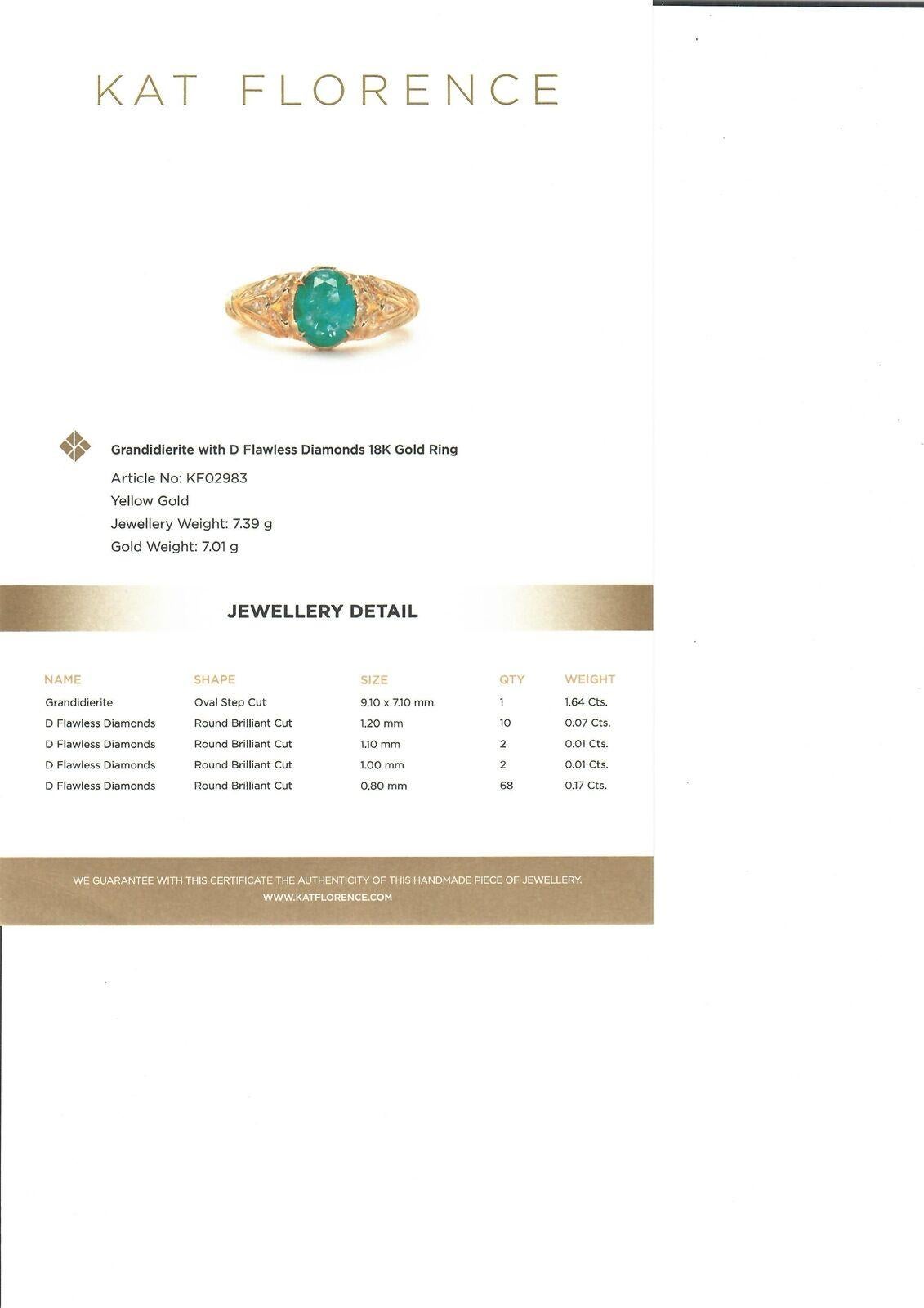 Kat Florence 18k Gelbgold Oval Grandidierit & Diamant Cocktail-Ring mit Papieren im Angebot 4