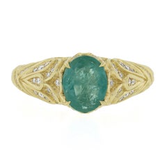 Kat Florence 18k Yellow Gold Oval Grandidierite & Diamond Cocktail Ring W Papers