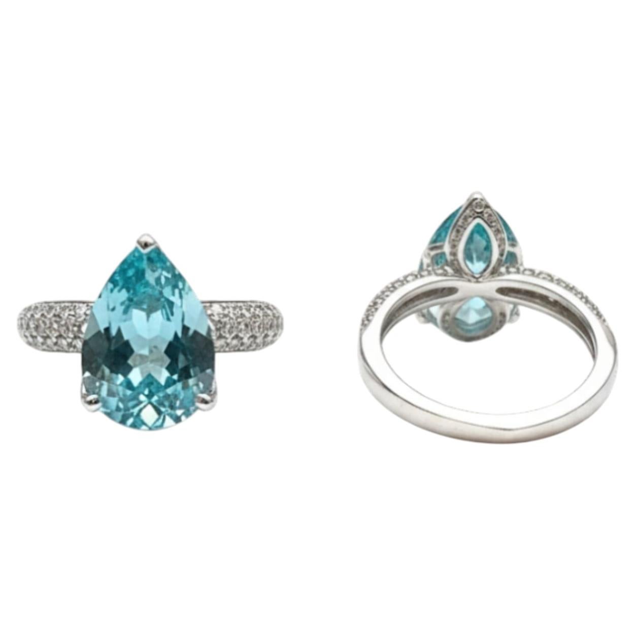 Kat Florence 3.72ct Santa Maria Aquamarine Diamond Ring For Sale