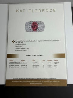 Kat Florence 4.31ct Unheated Ceylon Padparadscha Sapphire Diamond Ring