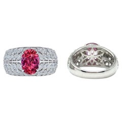 Kat Florence 4.31ct Unheated Ceylon Padparadscha Sapphire Diamond Ring