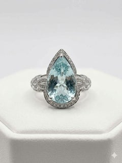 Kat Florence 7,23ct Birnenschliff Mosambik Paraiba Turmalin & Pavé Diamanten