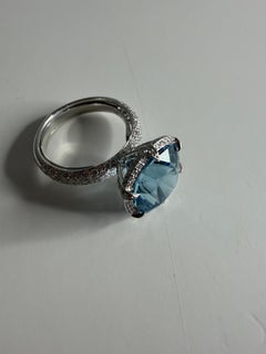Kat Florence 7.46ct Santa Maria Aquamarine Diamond Ring in 18k Gold