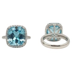 Kat Florence 7.46ct Santa Maria Aquamarine Diamond Ring in 18k Gold