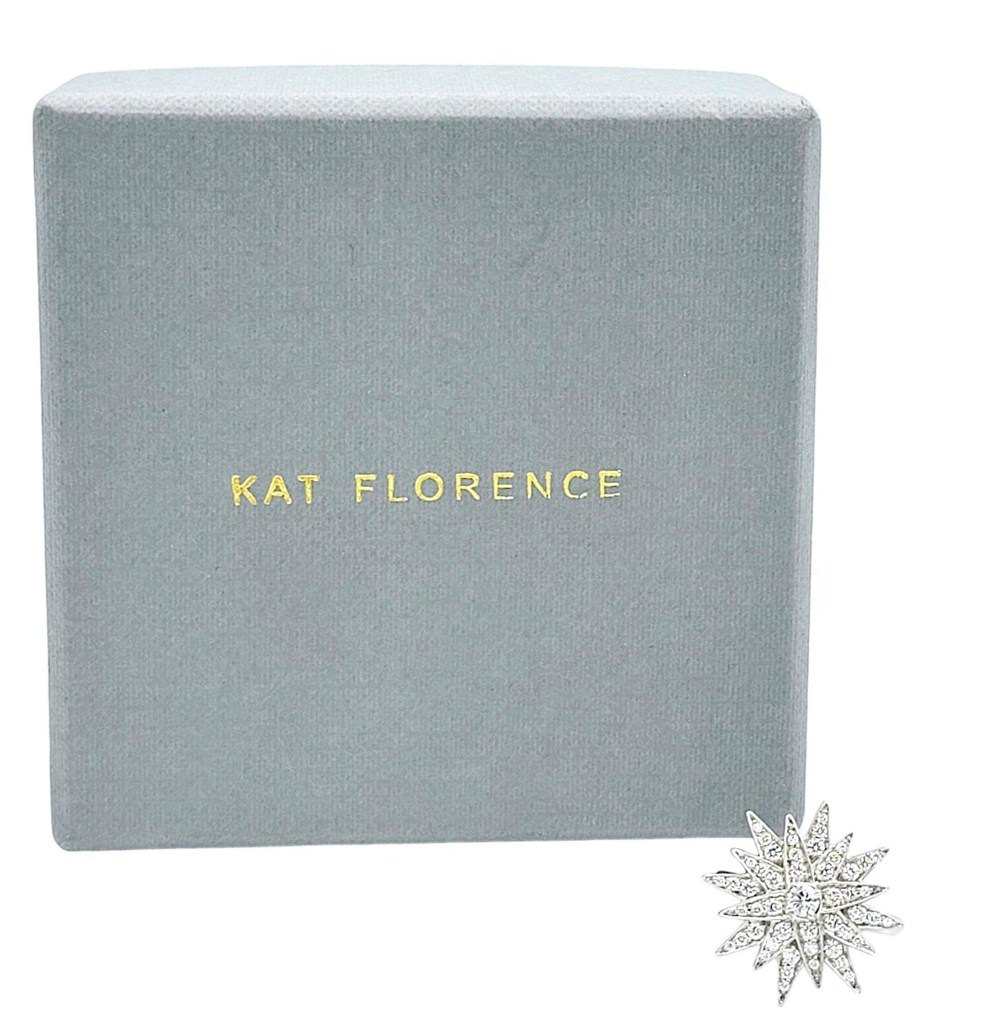 Kat Florence D Color Flawless Round Diamond Starburst Ring, 18 Karat White Gold For Sale 7