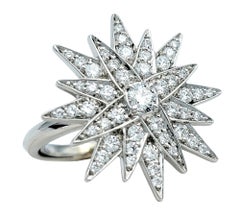 Kat Florence D Color Flawless Round Diamond Starburst Ring, 18 Karat White Gold