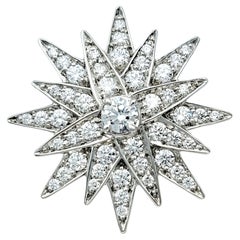 Kat Florence D Color Flawless Round Diamond Starburst Ring, 18 Karat White Gold
