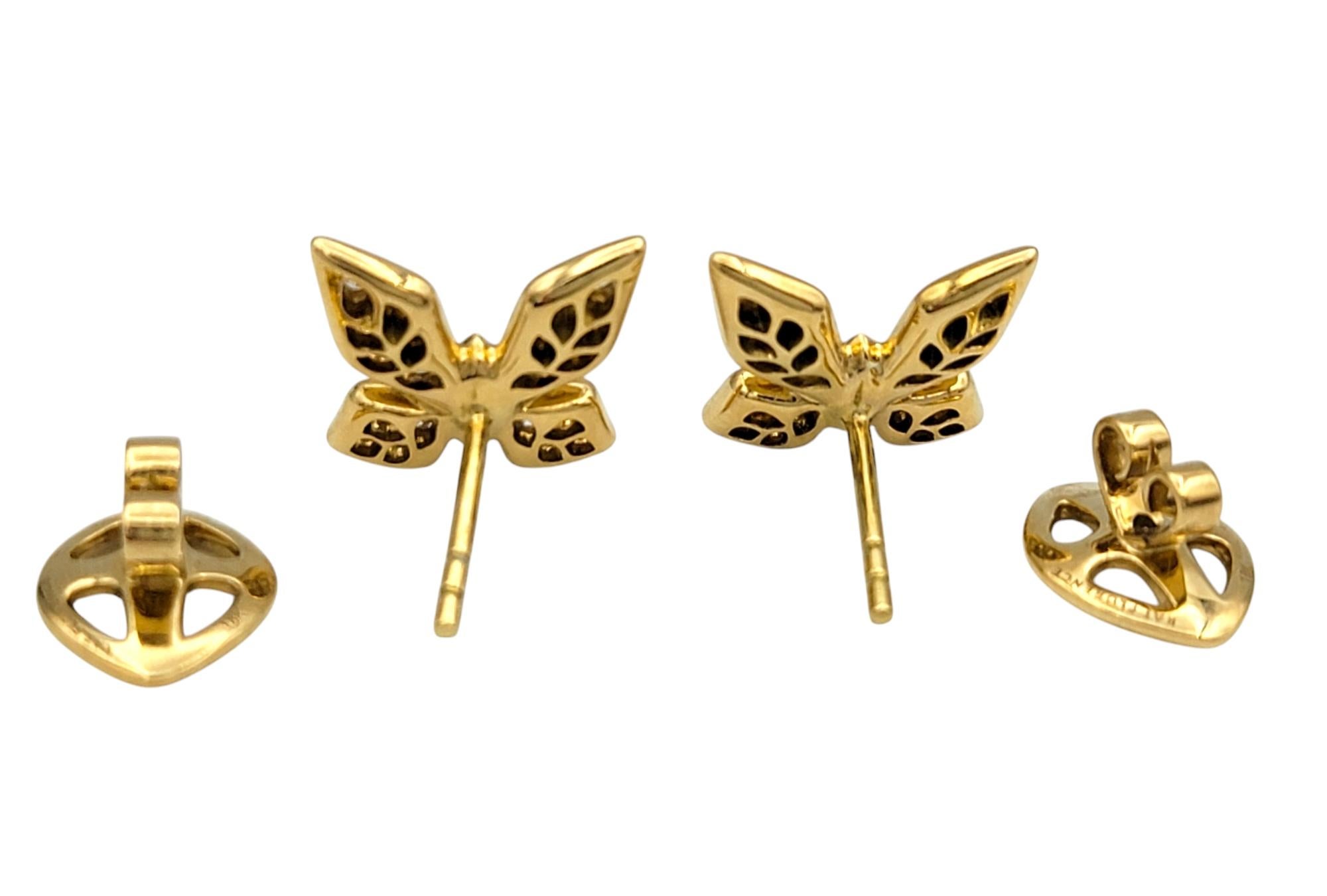 Contemporary Kat Florence D Flawless Diamond Butterfly Stud Earrings in 18 Karat Yellow Gold For Sale