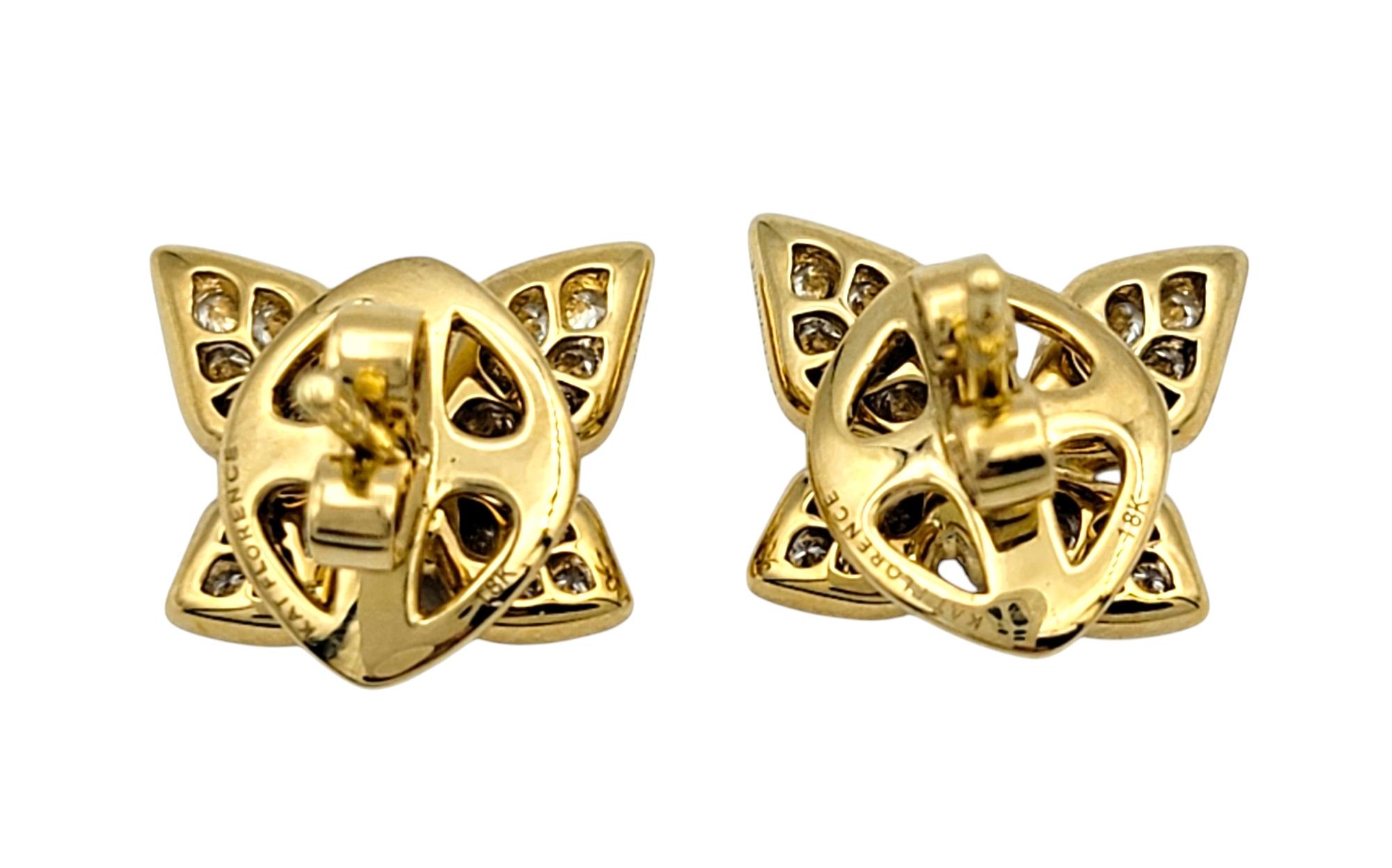 Marquise Cut Kat Florence D Flawless Diamond Butterfly Stud Earrings in 18 Karat Yellow Gold For Sale