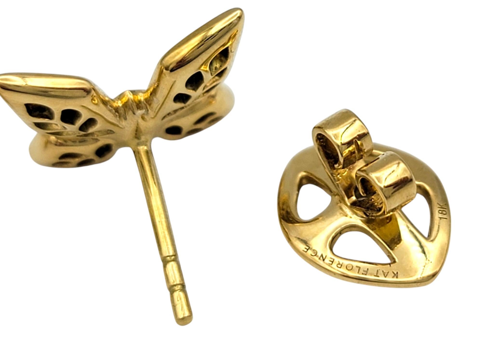 Kat Florence D Flawless Diamond Butterfly Stud Earrings in 18 Karat Yellow Gold In New Condition For Sale In Scottsdale, AZ