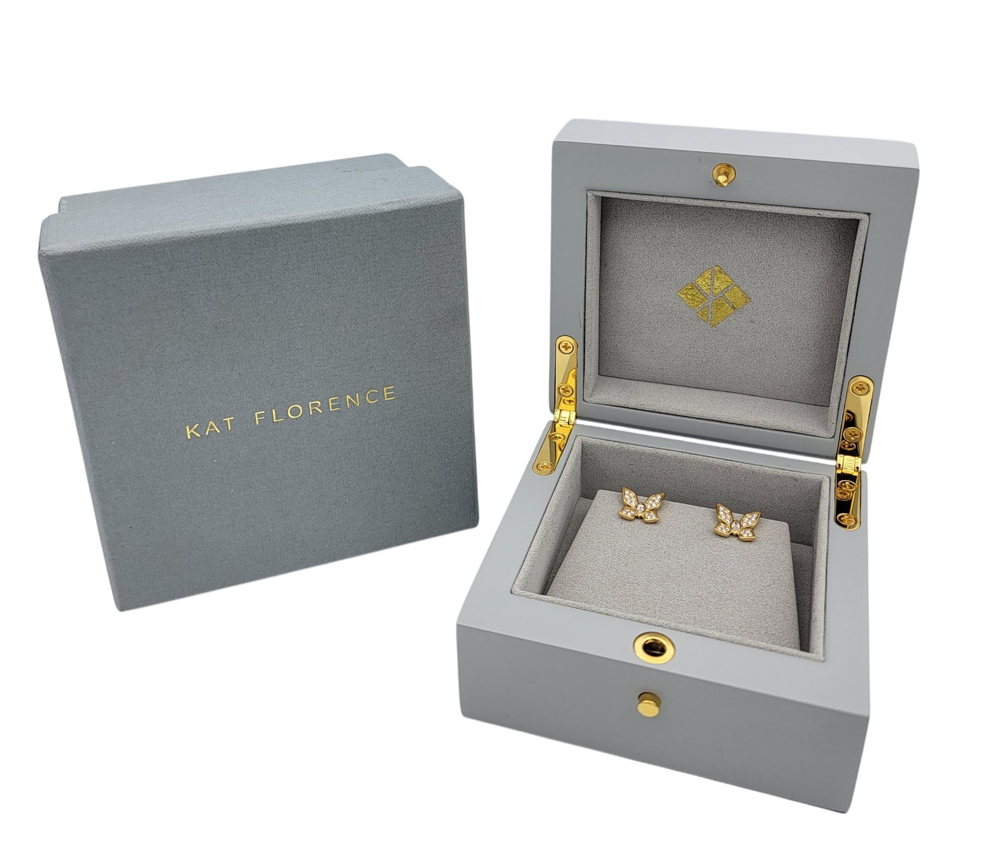 Kat Florence D Flawless Diamond Butterfly Stud Earrings in 18 Karat Yellow Gold For Sale 3