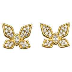 Kat Florence D Flawless Diamond Butterfly Stud Earrings in 18 Karat Yellow Gold