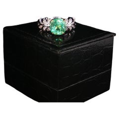 Kat Florence GIA Platinum 3.37ct Colombian Emerald Pave Diamond Ring Size 6.5