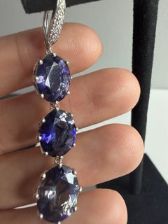 Kat Florence Iolite Earrings 18.8ct Madagascar with D Flawless Diamonds
