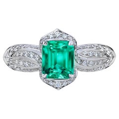 Kat Florence No Oil Muzo Columbian Emerald Diamond 18K Gold Ring