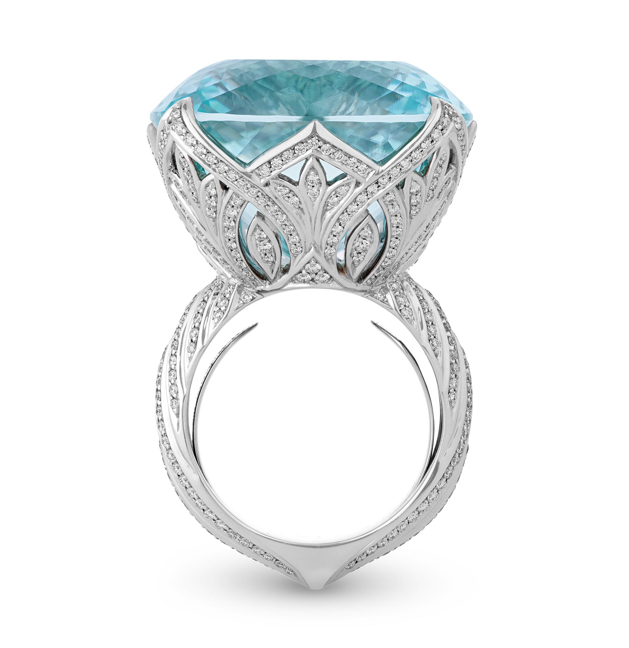 Modern Kat Florence Paraiba Tourmaline Ring, 57.84 Carats