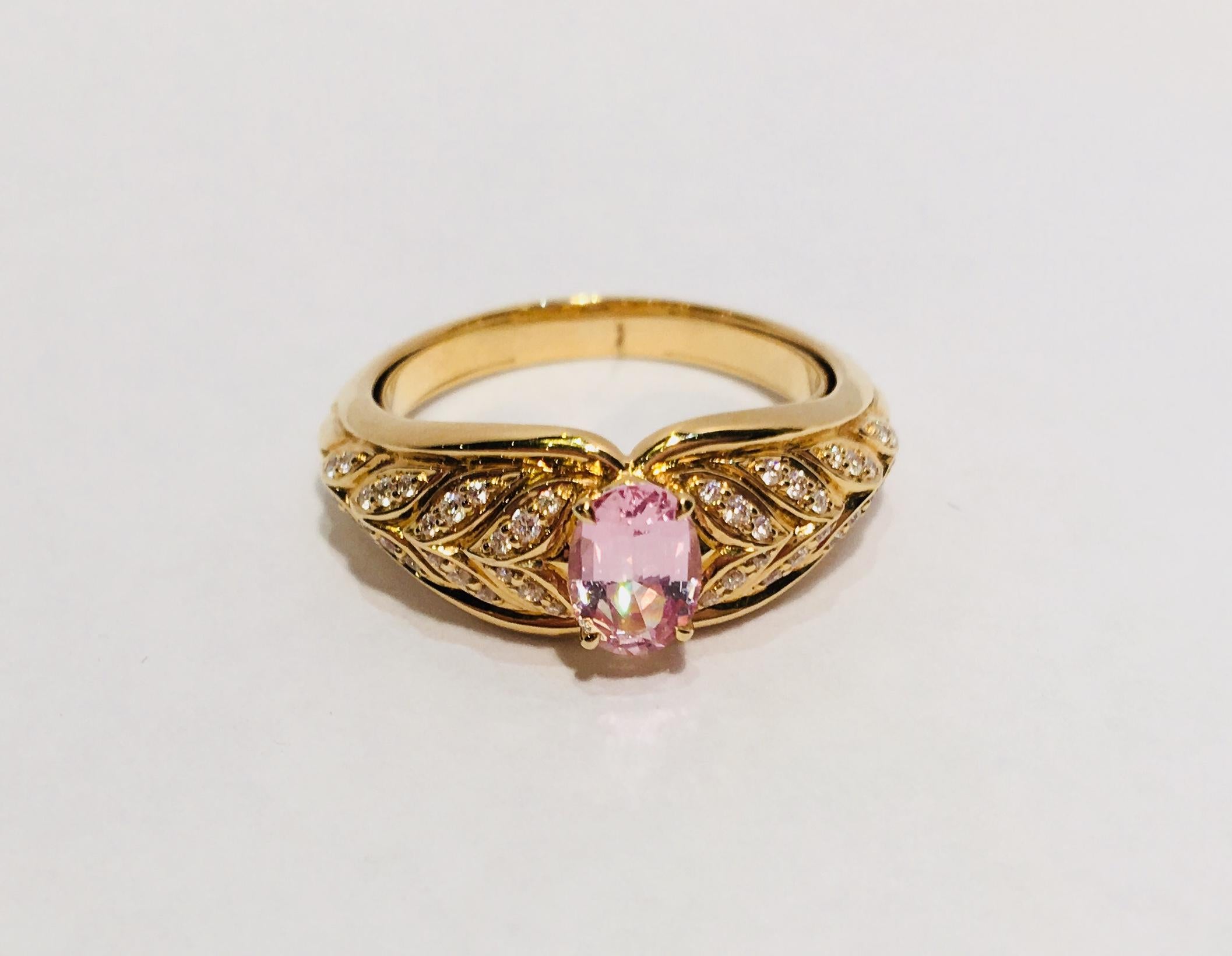 Kat Florence Pink Mogok Spinel D Flawless Diamonds 18 Karat Gold Designer Ring 1