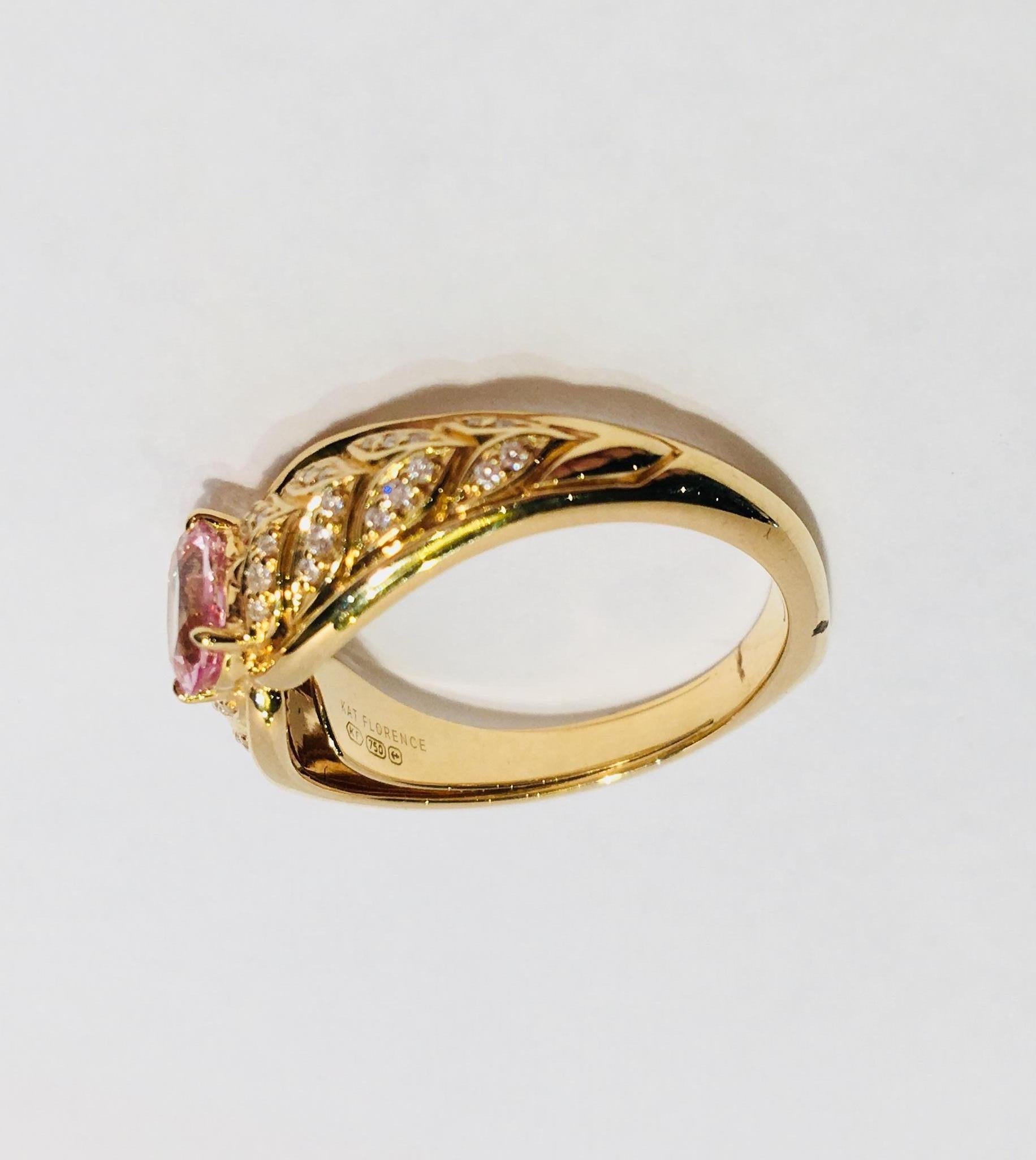 Kat Florence Pink Mogok Spinel D Flawless Diamonds 18 Karat Gold Designer Ring 4