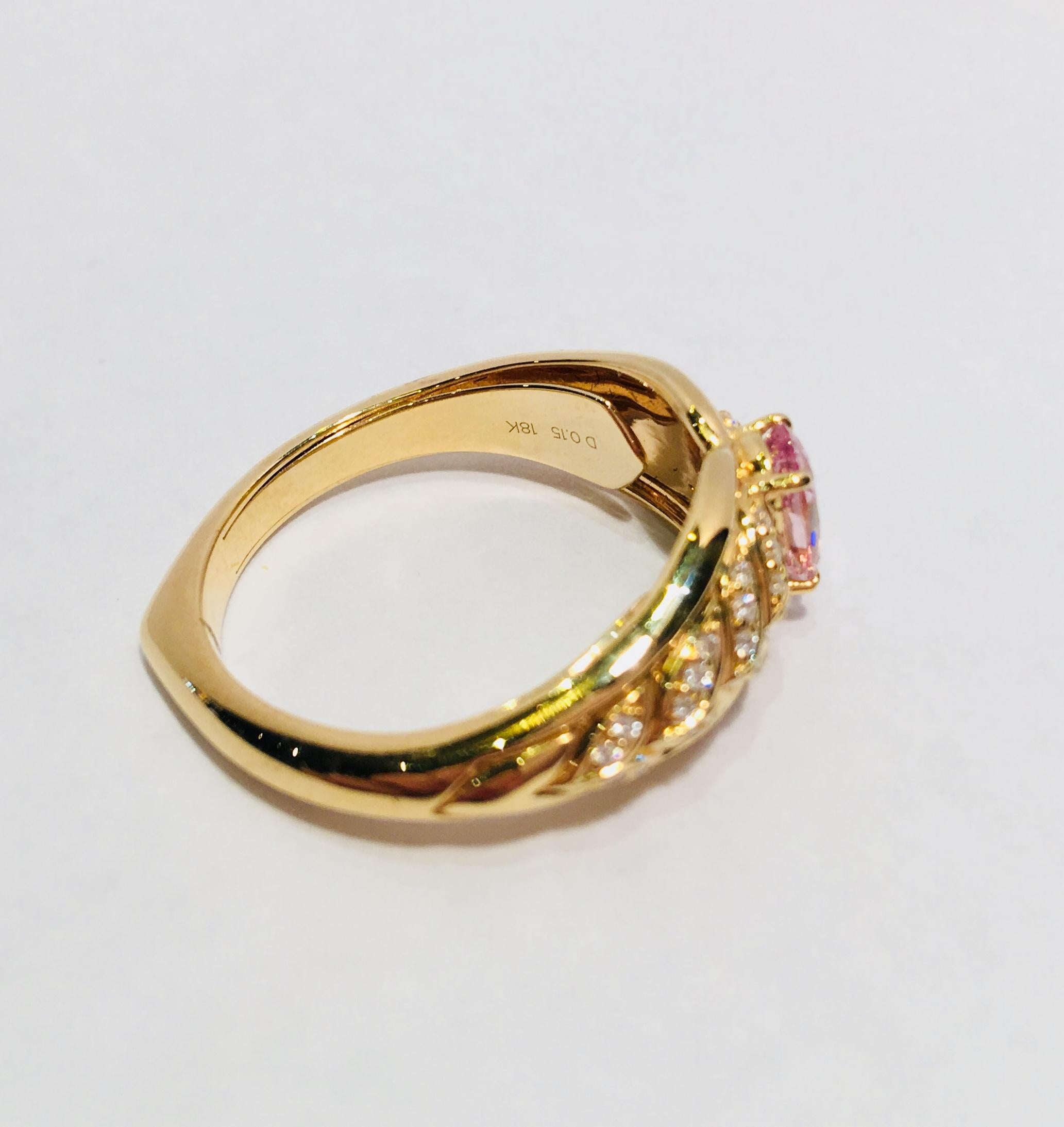 Kat Florence Pink Mogok Spinel D Flawless Diamonds 18 Karat Gold Designer Ring 5
