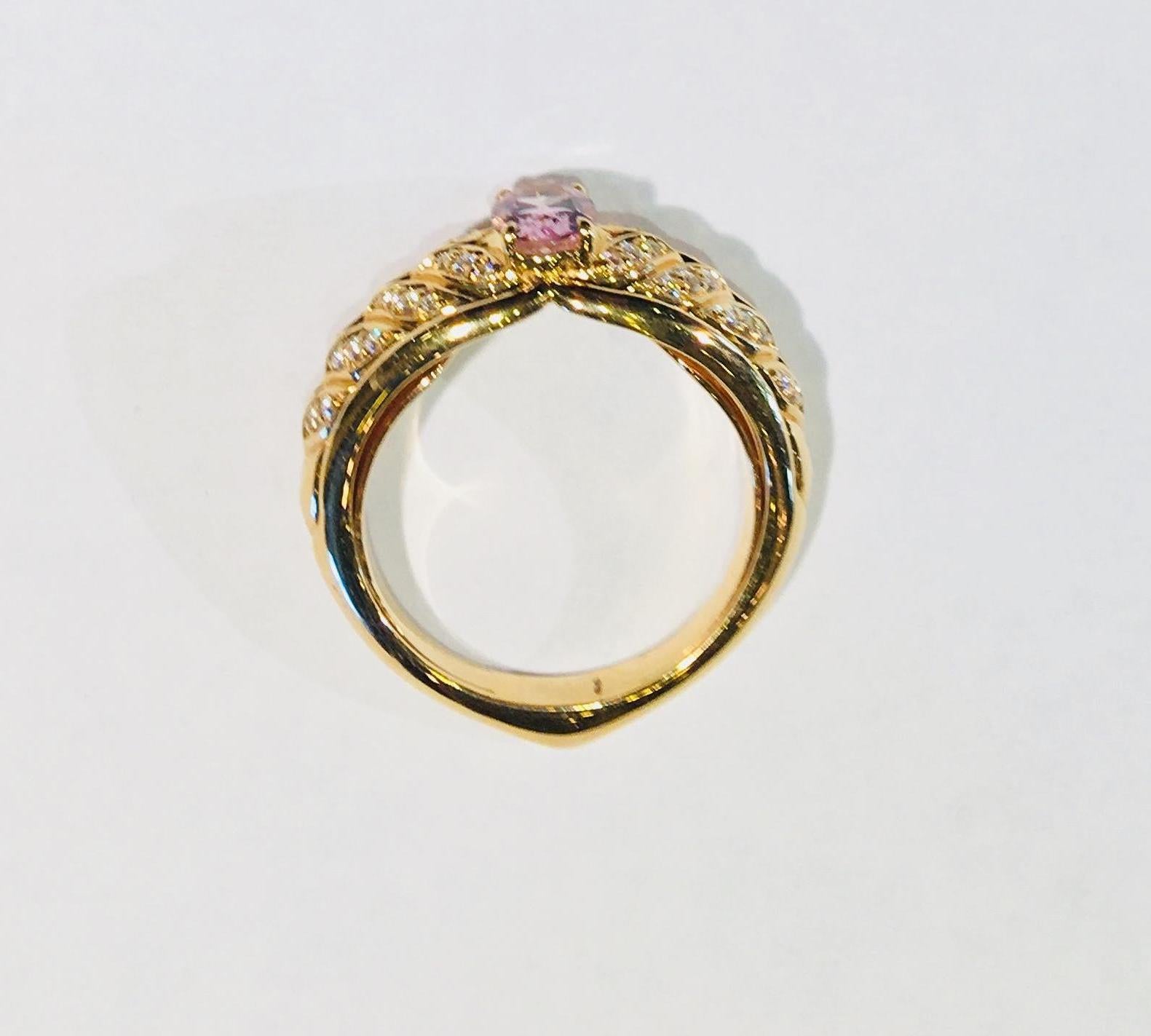 Kat Florence Pink Mogok Spinel D Flawless Diamonds 18 Karat Gold Designer Ring 6