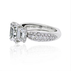 Kat Florence Three-Stone Emerald Cut Diamond Engagement Ring