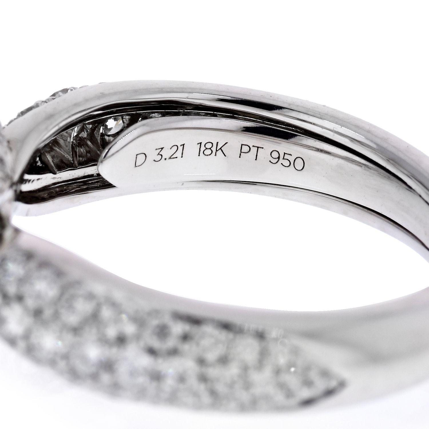 Modern Kat Florence Three-Stone Emerald Cut Diamond Engagement Ring