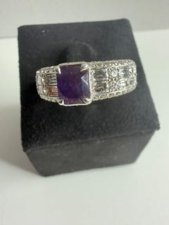Kat Florence Unheated Kashmir Purple Sapphire Ring 1.51ct with D Flawless Diamon