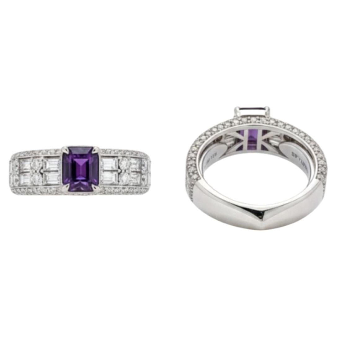 Kat Florence Unheated Kashmir Purple Sapphire Ring 1.51ct with D Flawless Diamon