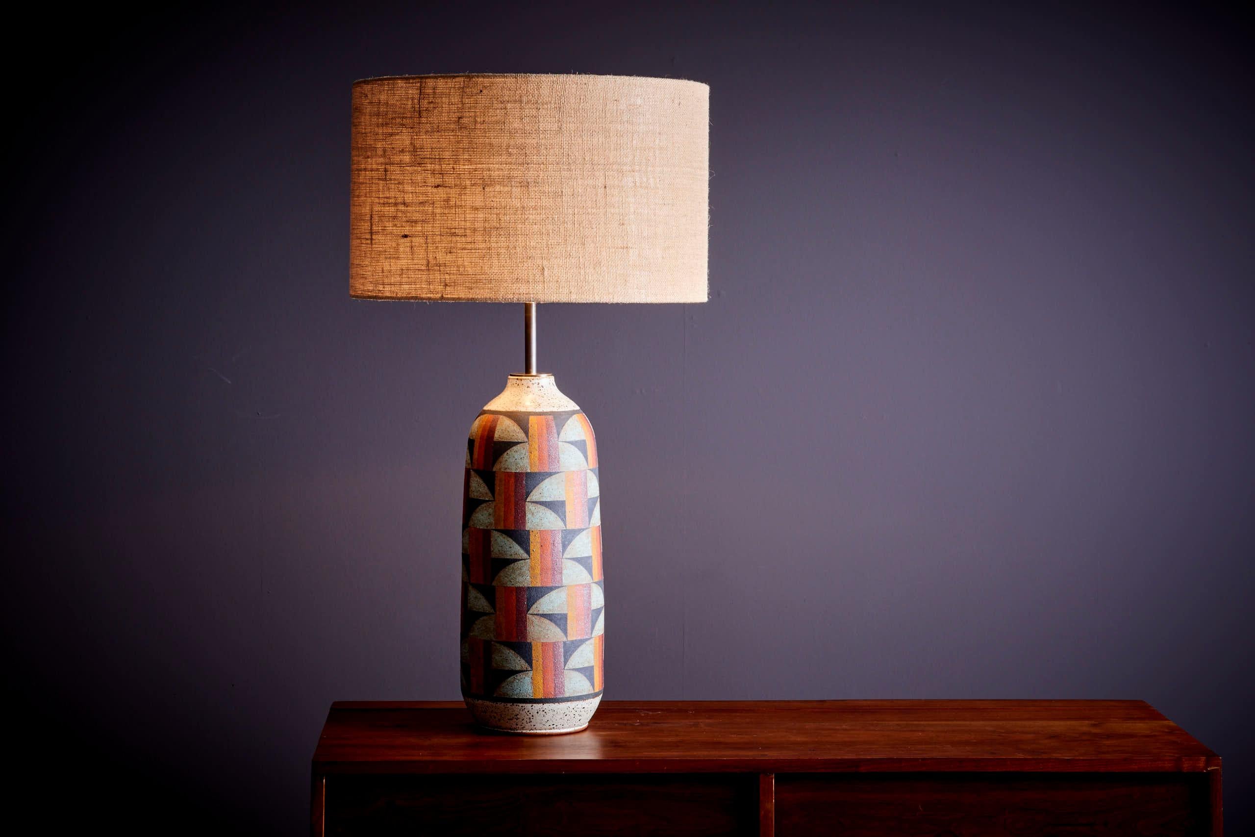 American Kat & Roger Table Lamp with hand-crafted and hand-painted ceramic base, USA
