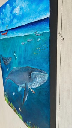 Plongée profonde, peinture à l'huile