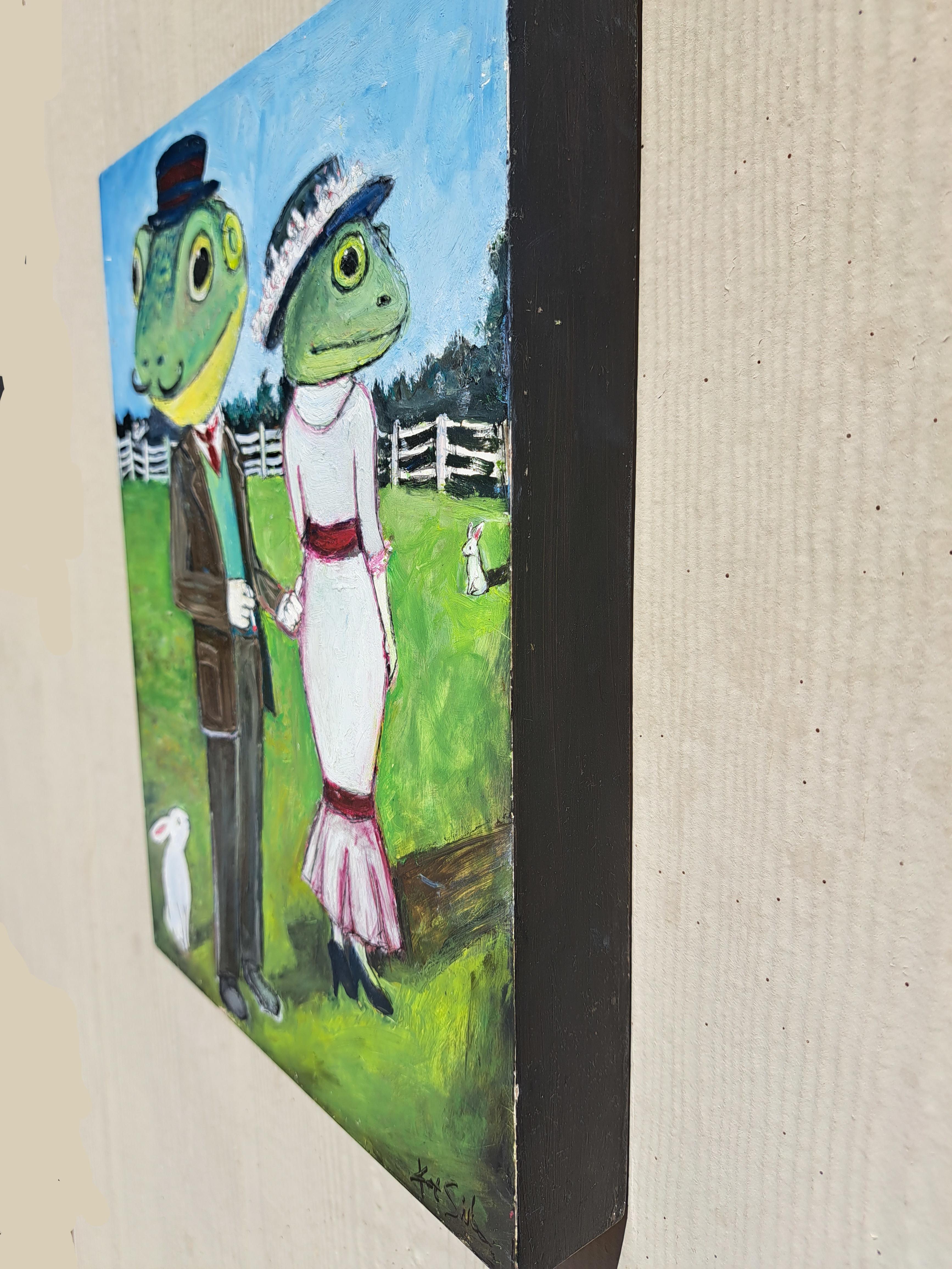 Pareja de ranas, Pintura al óleo - Painting de Kat Silver