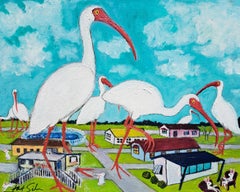 Ibis Invasion, peinture à l'huile