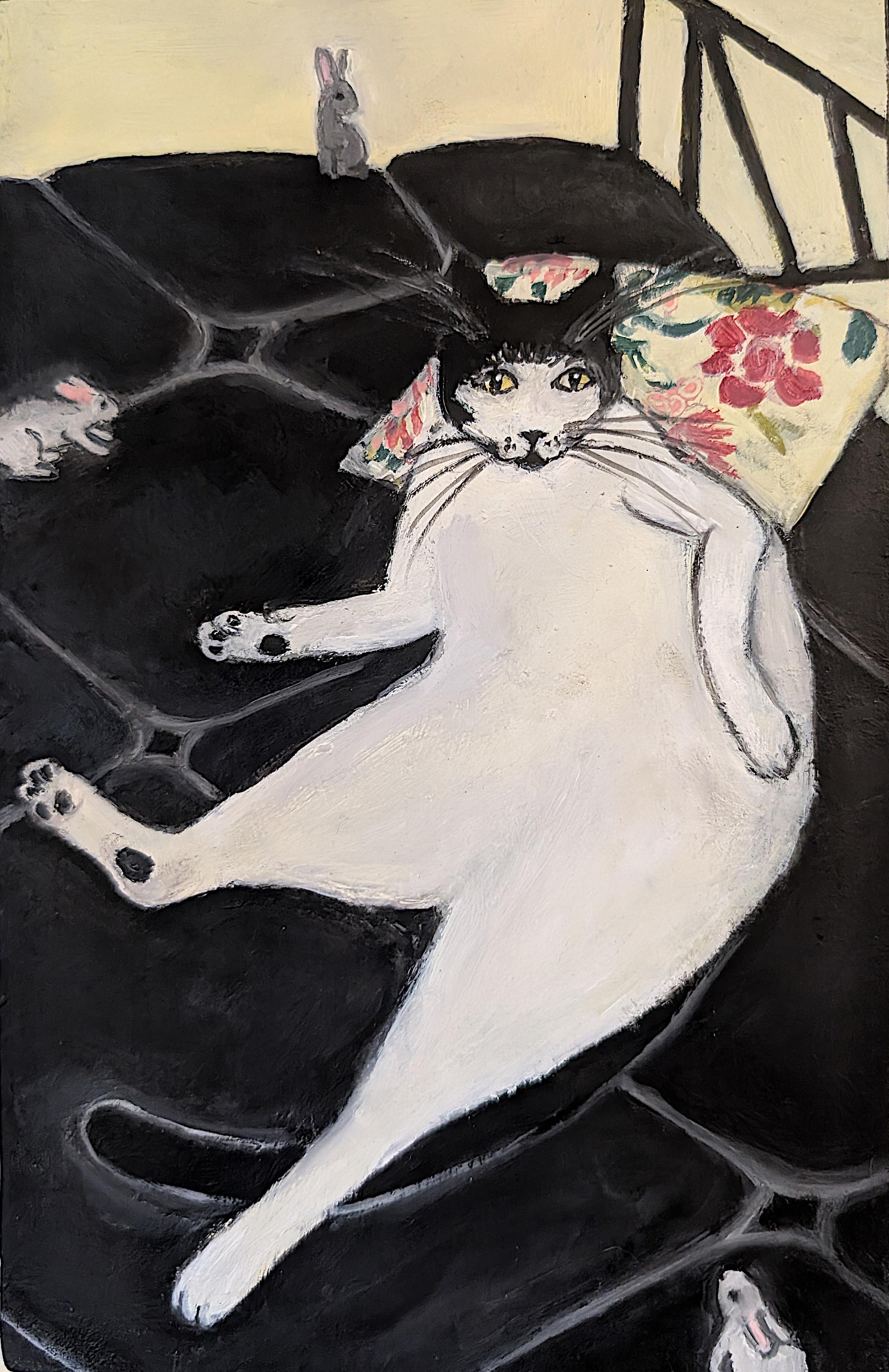 Diva allongée, peinture à l'huile