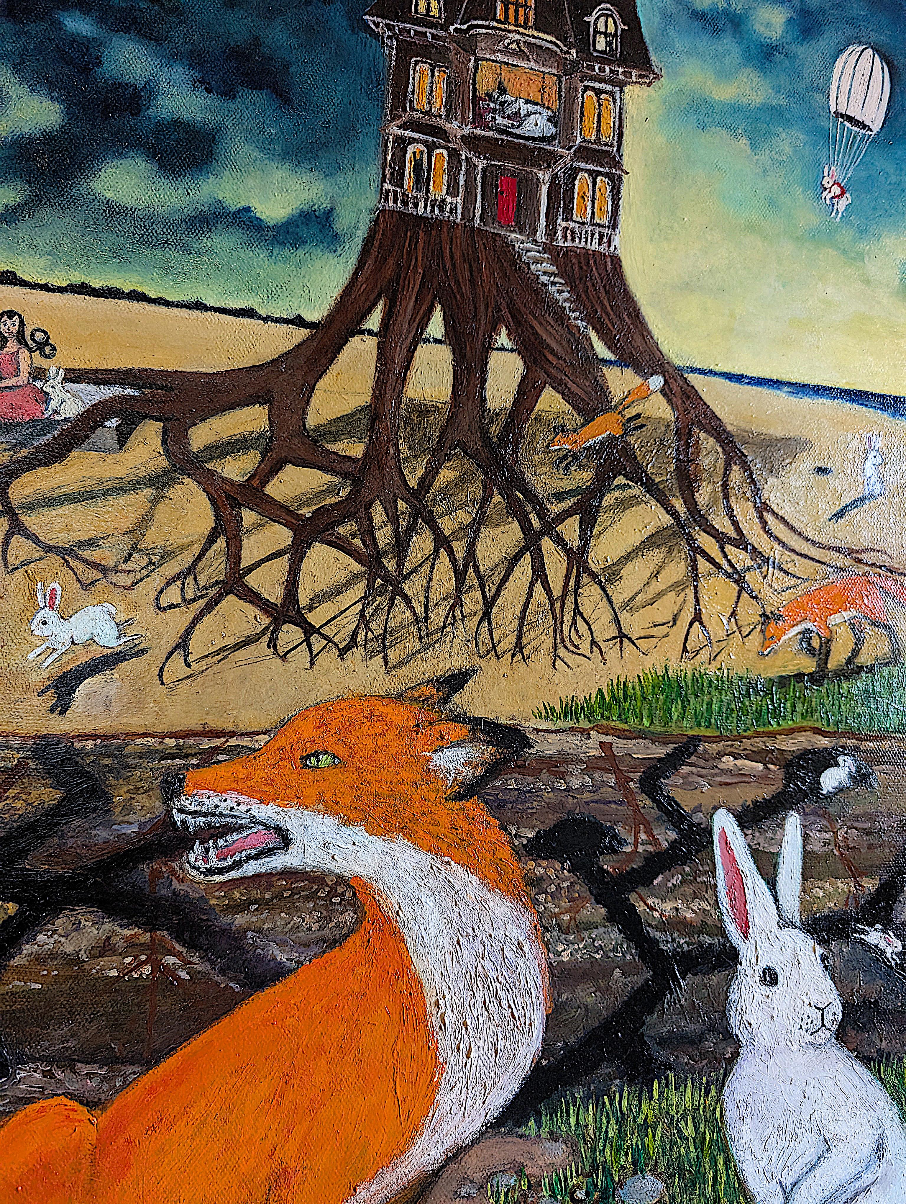 Der Verschüttete, Ölgemälde (Schwarz), Animal Painting, von Kat Silver