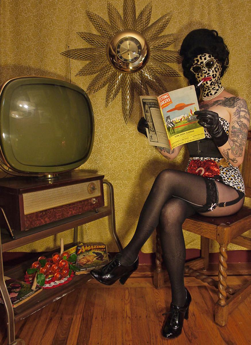 Kat Toronto aka Miss Meatface Color Photograph - "Flying Saucers" Photography, Archival Ink on Aluminum, Figurative, Color