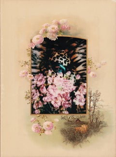 "Pink Carnations" Antique Victorian Photo Album page, C-type Print, Figurative