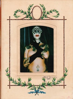 "Pulling Back The Curtain" Antique Victorian Photo Album page, C-type Print
