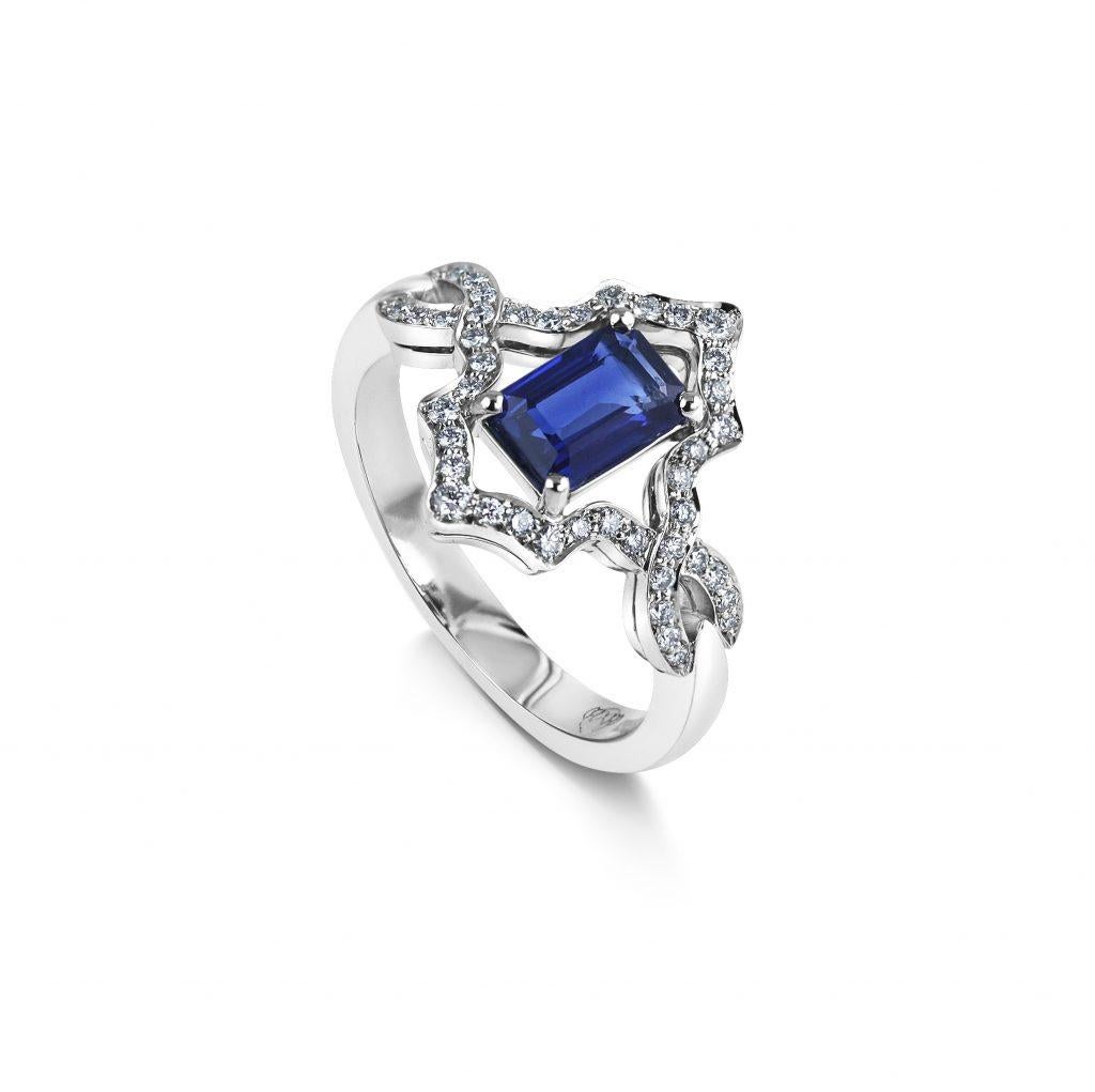 Dalia Ring

Our Dalia Ring features a deep blue sapphire suspended between two diamond set paths.

A modern take on a classic sapphire & diamond cluster ring.  Dalia is made to sit low and wrap around the finger making it comfortable for everyday