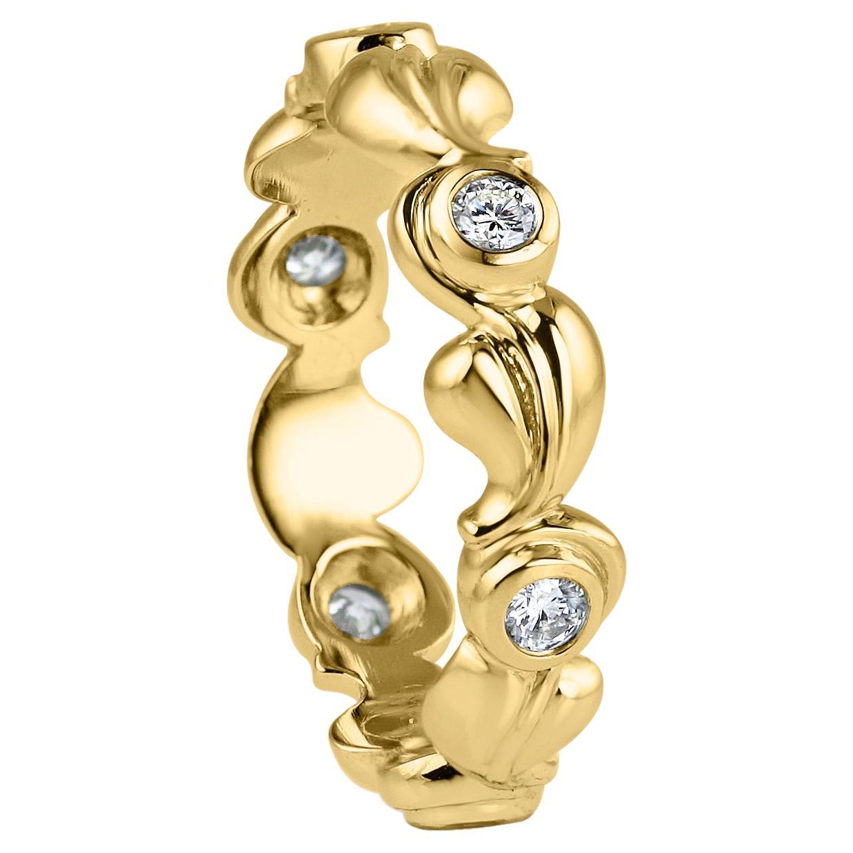 Kata Grace, bague de mariage en or jaune 18 carats avec diamants blancs taille brillant de 0,24 carat