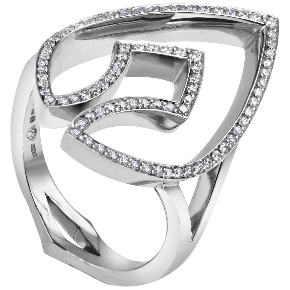 KATA Platinum Statement Diamond Encrusted Kali Spear Dress Ring